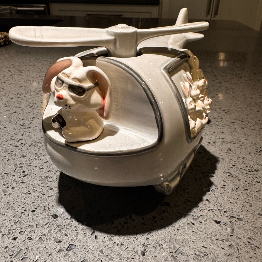 Vintage Ceramic Helicopter with Bunny Figurine music